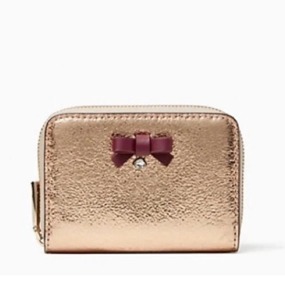Kate Spade Wrapping Party Small Zip Cardcase, Glittering Rose Metallic